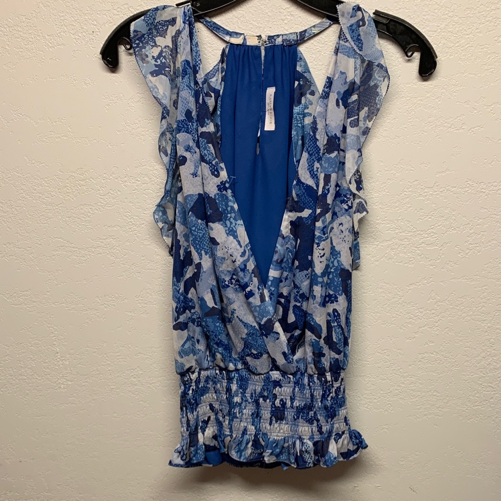 Ramy Brook Blue Patterned Sleeveless Blouse